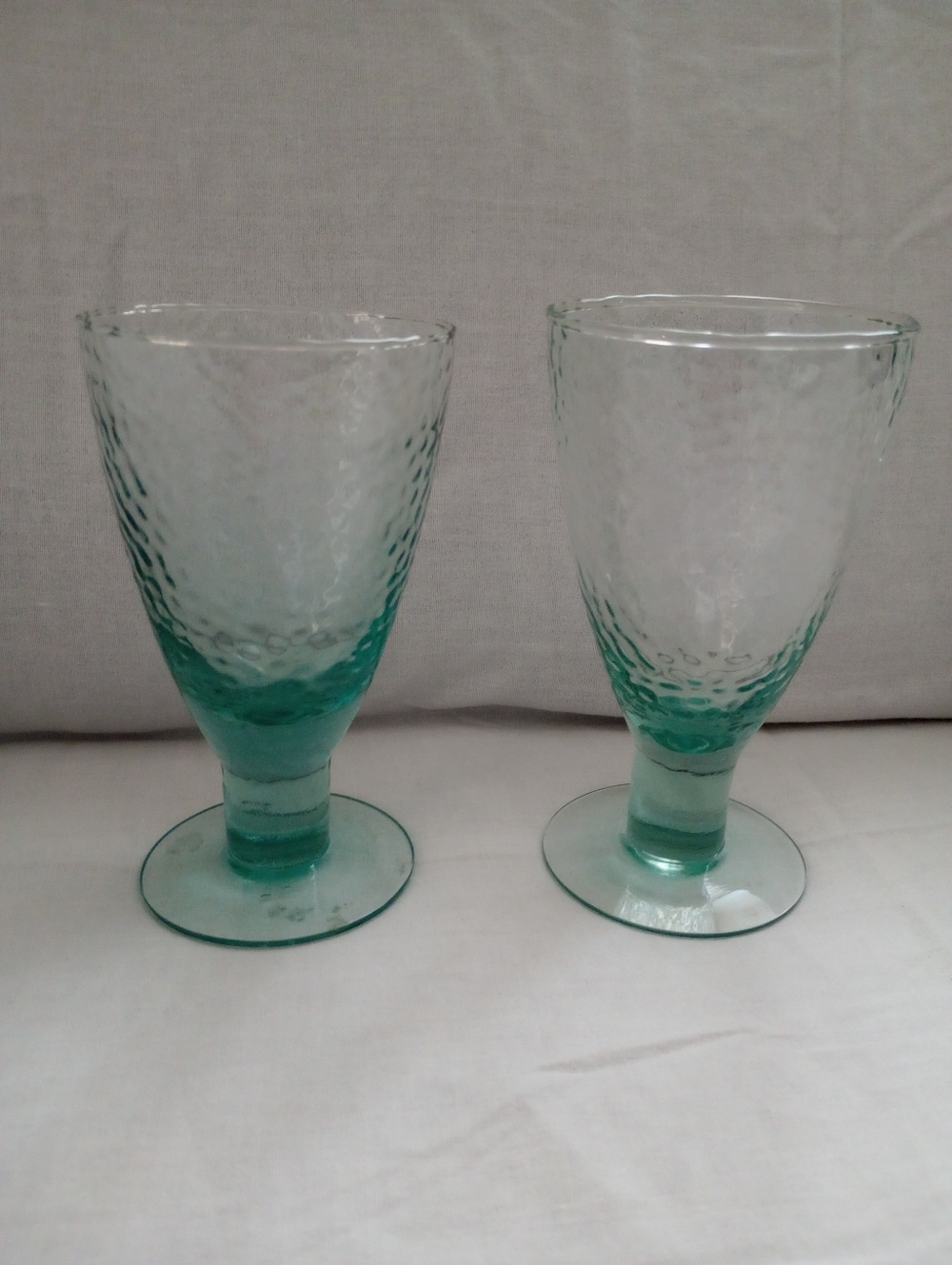 Libbey Orchard Fruit Pattern Spanish Green Footed Ice Tea/Water Goblets-Set Of 2